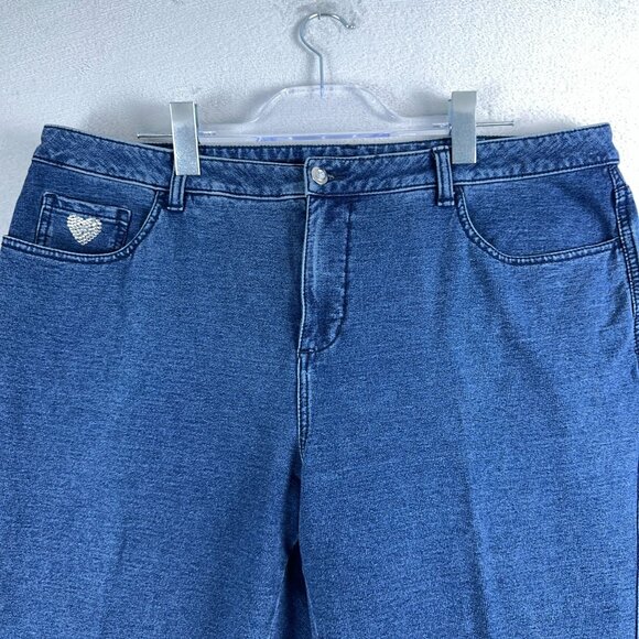 Dream Jeannes By Quacker Factory Capri Jeans High Rise Women's Blue Size 18W - Picture 3 of 12